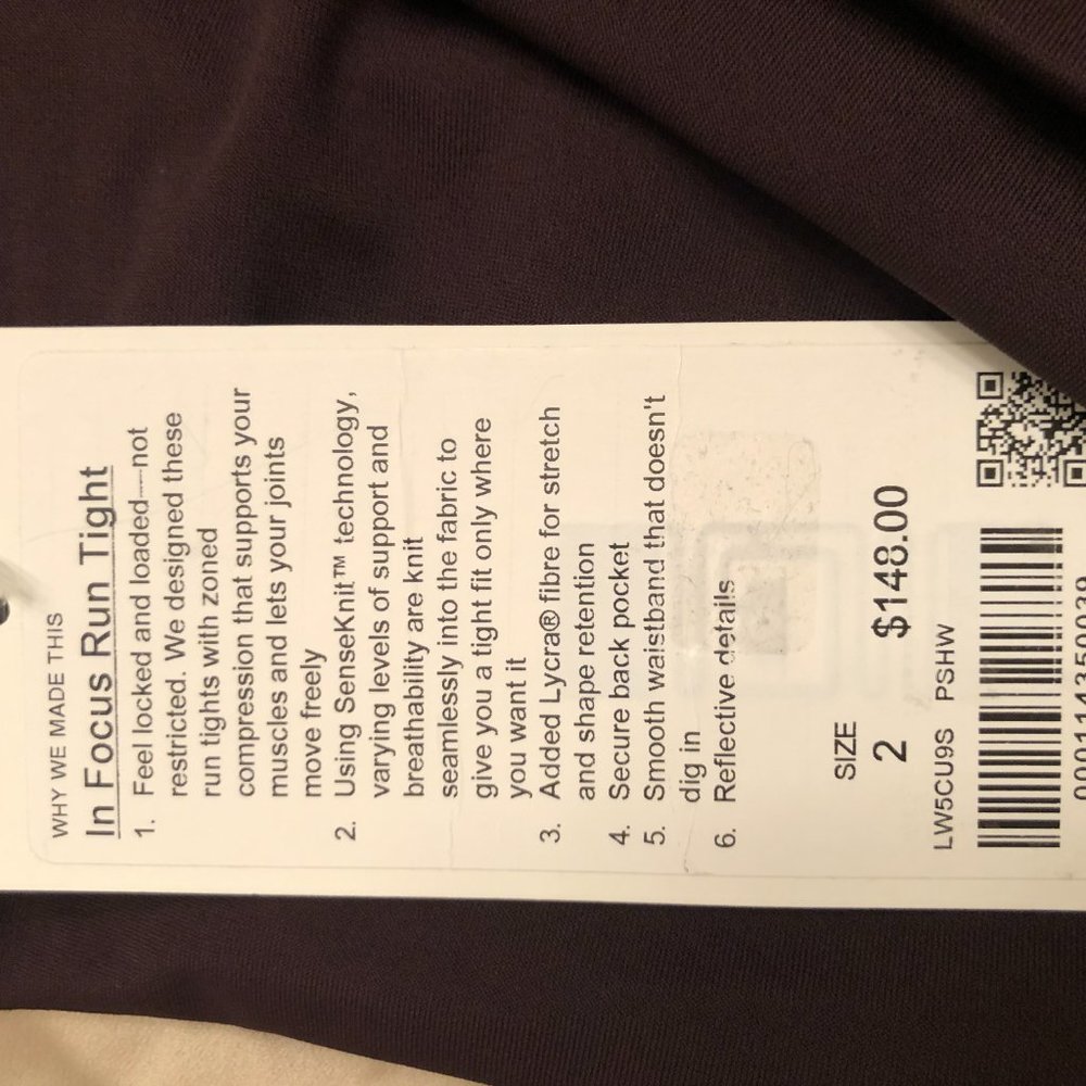 NWT Lululemon In Focus Run Tight 25 - Size 2 - PSHW - Picture 2 of 3